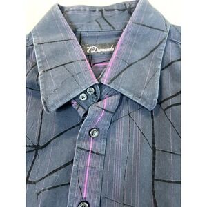 7 Diamonds Shirt XL Black Pink  Button‎ Up Long Sleeve Mens Rave Club